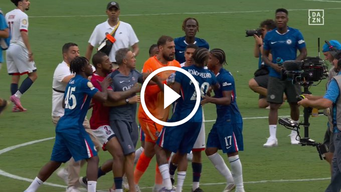 ‘Furious’ Luis Enrique grabs Joao Pedro by the throat after Club World Cup final defeat